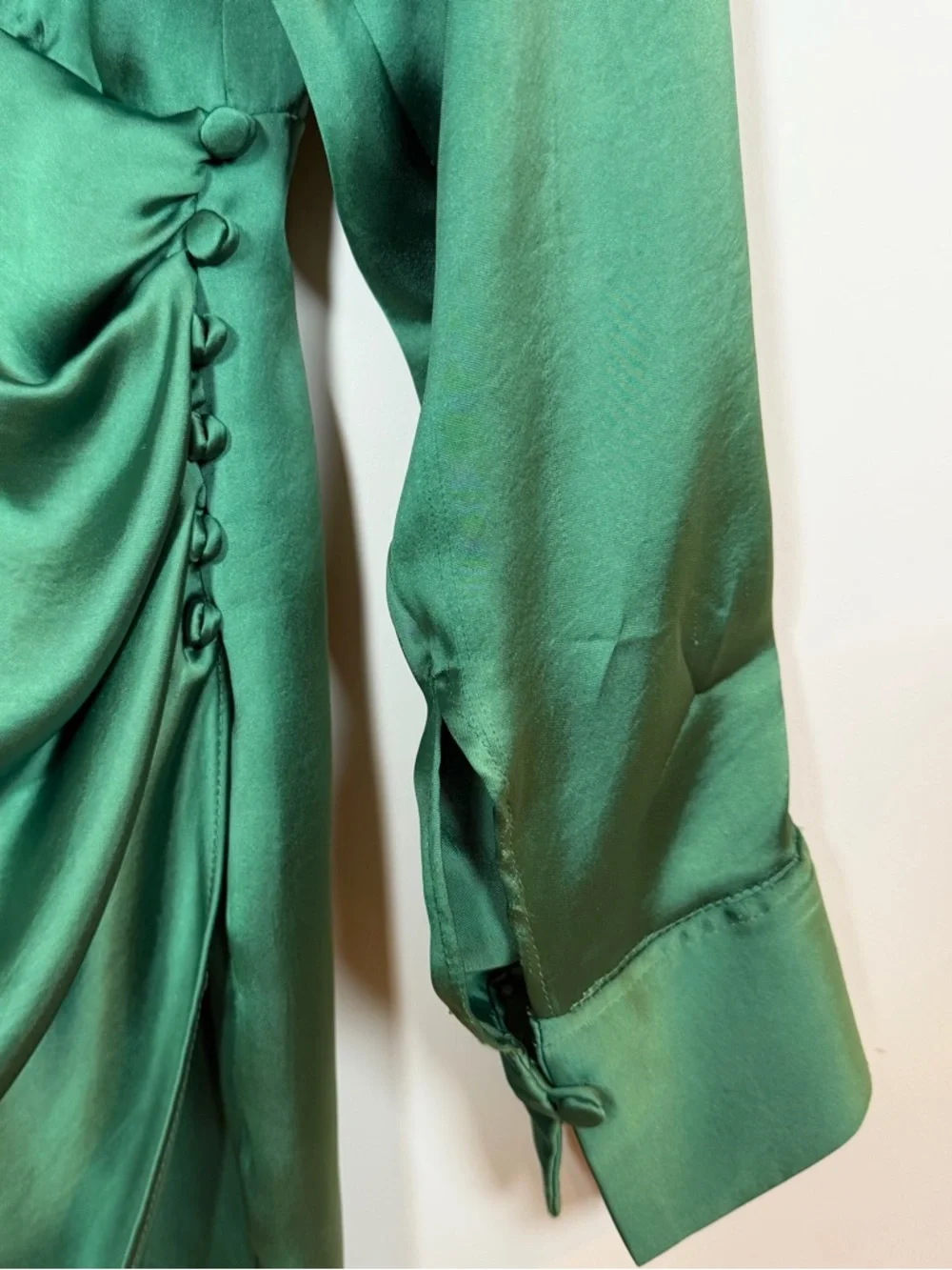 Zara Women's Short Satin Effect Wrap Mini Dress in Green Size M - Picture 3 of 11